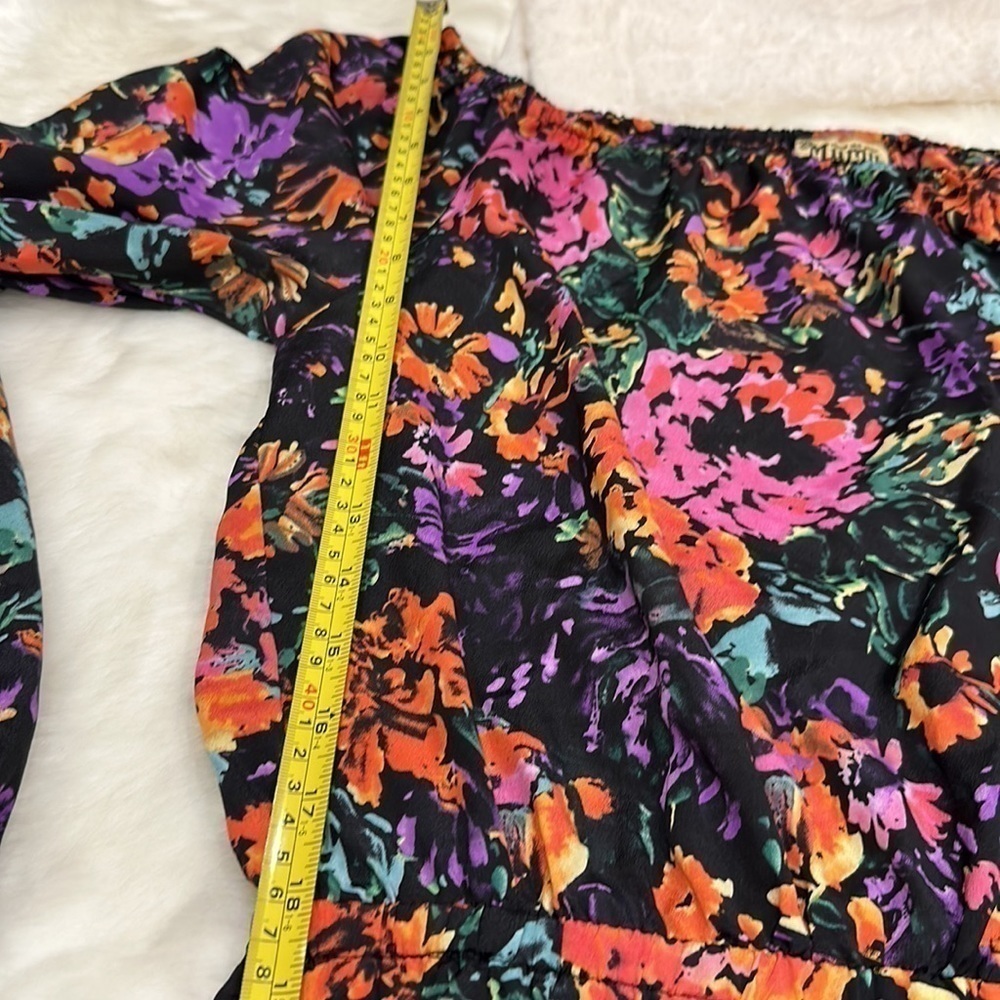 Show me your mumu made in USA black orange/pink/yellow/green shorts romper md - Picture 6 of 14
